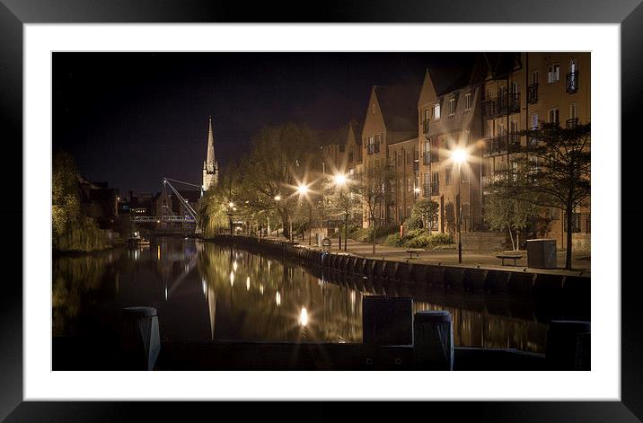  Riverside, Norwich at Night Framed Mounted Print by Howie Marsh