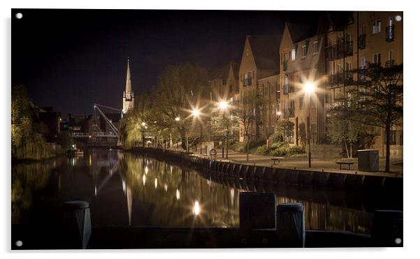  Riverside, Norwich at Night Acrylic by Howie Marsh