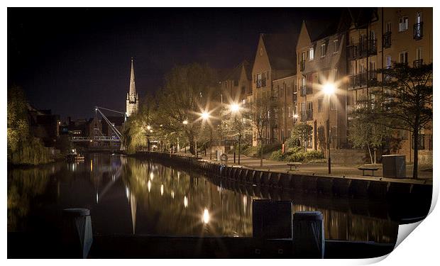  Riverside, Norwich at Night Print by Howie Marsh