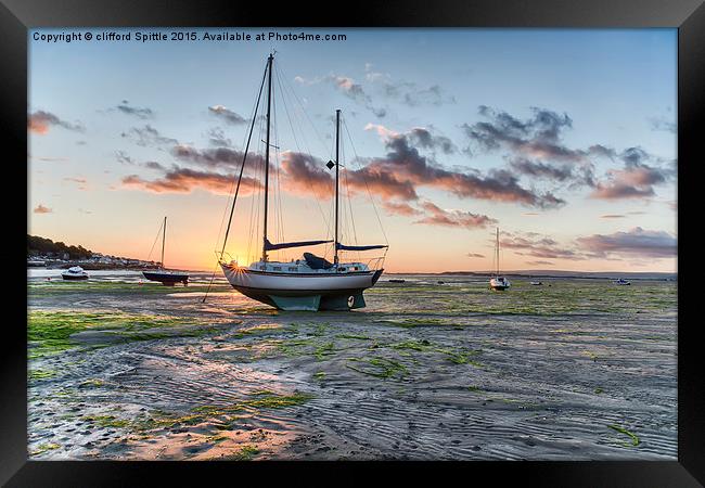 Sailing Yacht Instow Sunset Framed Print by clifford Spittle
