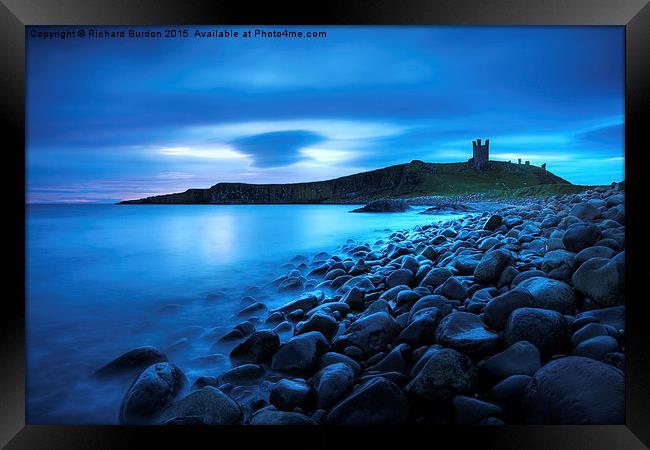 Steel Blue Dawn Dunstanburgh Framed Print by Richard Burdon