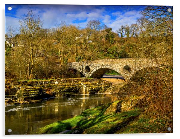 The Old Road Bridge, Cenarth, Carmarthenshire, Wal Acrylic by Mark Llewellyn