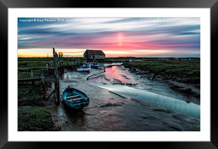  Thornham quay sunset Framed Mounted Print by Gary Pearson