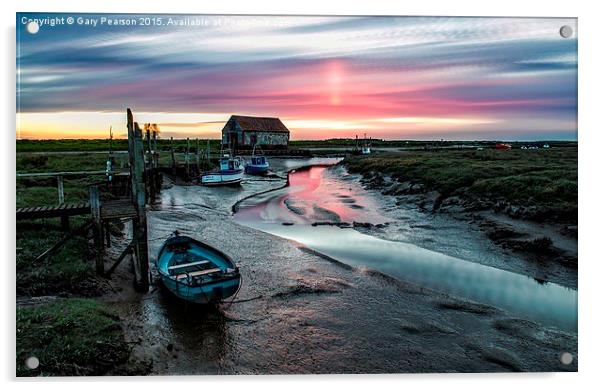  Thornham quay sunset Acrylic by Gary Pearson