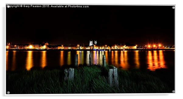 Kings Lynn from West Lynn at night  Acrylic by Gary Pearson