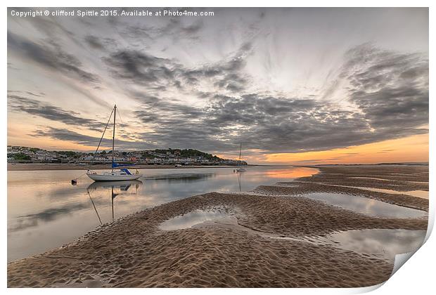  Sunset At Instow North Devon Print by clifford Spittle