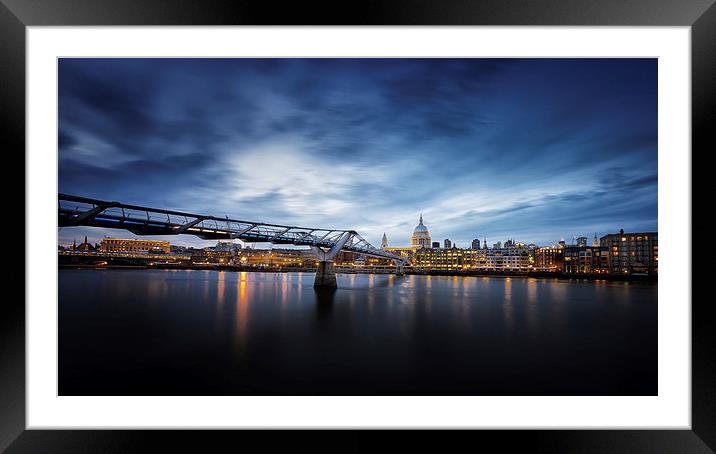  London Millennium Bridge and St. Paul's Cathedral Framed Mounted Print by John Ly