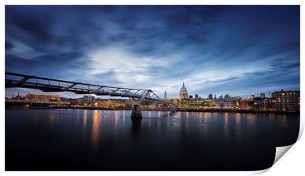  London Millennium Bridge and St. Paul's Cathedral Print by John Ly