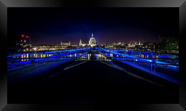  London St. Paul's Cathedral with V Lights for VE  Framed Print by John Ly
