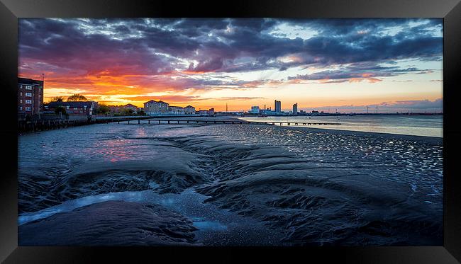  Dramatic Sunset on River Thames Framed Print by John Ly