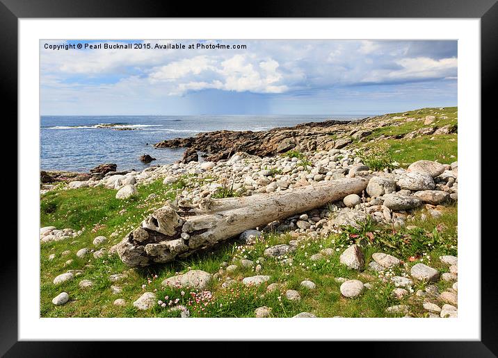 Driftwood on North Uist Coast Framed Mounted Print by Pearl Bucknall
