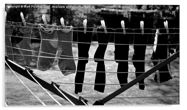 Black White Socks on Clothes Line Acrylic by Mark Purches