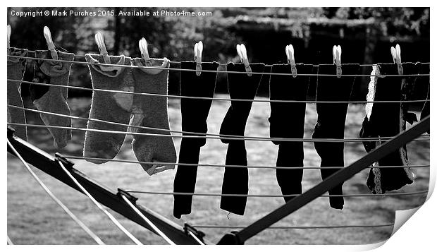 Black White Socks on Clothes Line Print by Mark Purches