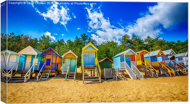Coloured Beach Huts  Canvas Print by Chris Thaxter