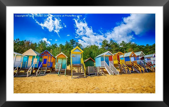 Coloured Beach Huts  Framed Mounted Print by Chris Thaxter