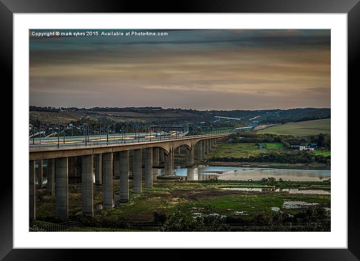 HS1  Highspeed Train  Crosses The Medway Viaduct Framed Mounted Print by mark sykes