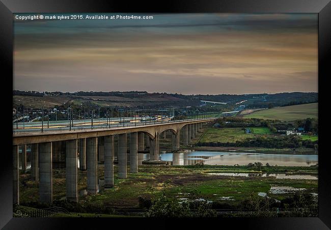 HS1  Highspeed Train  Crosses The Medway Viaduct Framed Print by mark sykes