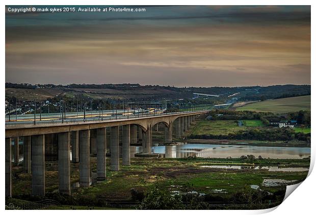 HS1  Highspeed Train  Crosses The Medway Viaduct Print by mark sykes