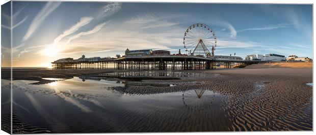 Sunset Pano Blackpool Canvas Print by Gary Kenyon