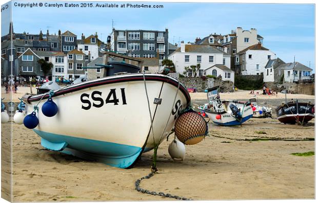  Fishing Boats at St Ives Harbour, Cornwall Canvas Print by Carolyn Eaton