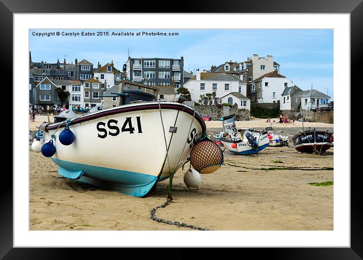  Fishing Boats at St Ives Harbour, Cornwall Framed Mounted Print by Carolyn Eaton