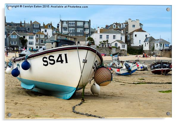  Fishing Boats at St Ives Harbour, Cornwall Acrylic by Carolyn Eaton