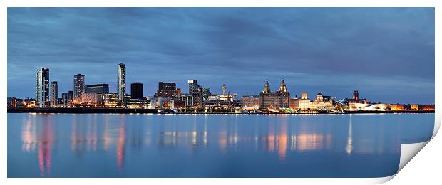  Liverpool Waterfront Reflections from Seacombe Print by John Hickey-Fry