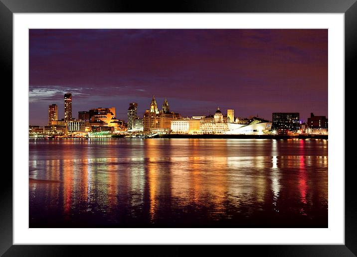  Liverpool Skyline Reflections from Woodside Framed Mounted Print by John Hickey-Fry