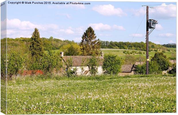 Cotswold Village Spring Summer Meadow Canvas Print by Mark Purches