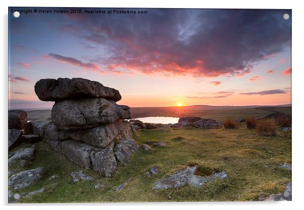 Tregarrick Tor on Bodmin Moor Acrylic by Helen Hotson