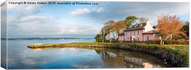 Pink Cottage at Empacombe Quay Canvas Print by Helen Hotson