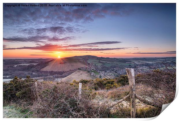 Fairytale Castle in the Purbeck Hills Print by Helen Hotson