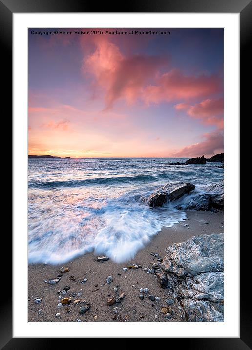 Sunset at Little Fistral Beach Framed Mounted Print by Helen Hotson