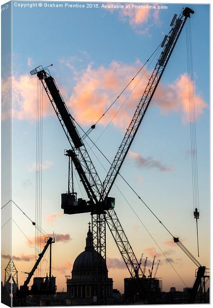 Cranes Over St Paul's Cathedral, London Canvas Print by Graham Prentice