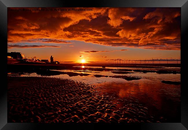  Redcar Beach Sunset Framed Print by paul kitchener