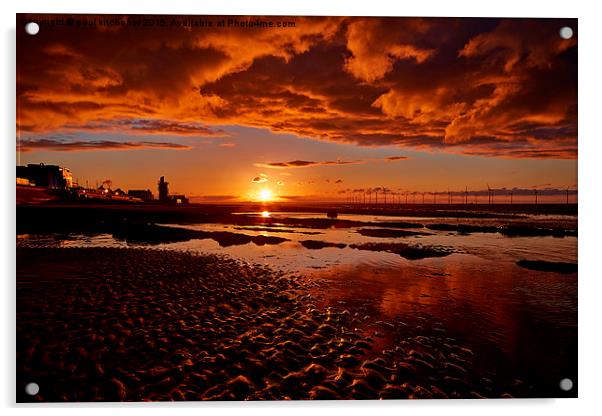  Redcar Beach Sunset Acrylic by paul kitchener