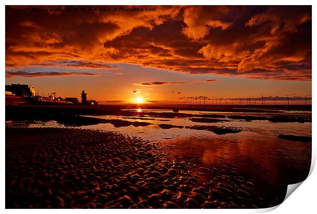 Redcar Beach Sunset Print by paul kitchener