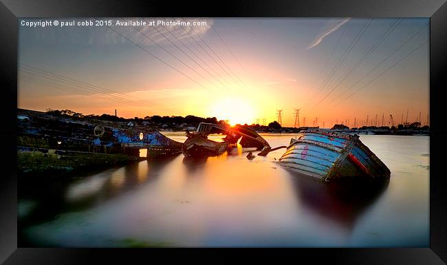  Sunset wrecks Framed Print by paul cobb