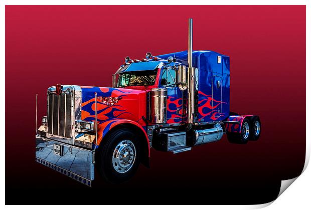 American Peterbilt Truck Red Print by Steve Purnell