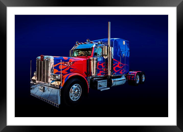 American Peterbilt Truck Blue Framed Mounted Print by Steve Purnell