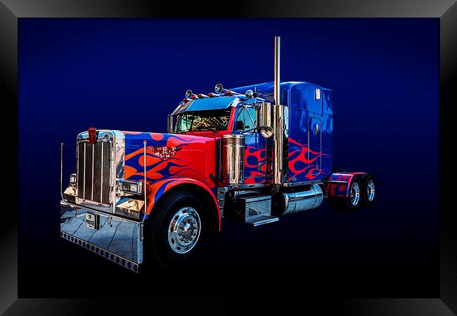 American Peterbilt Truck Blue Framed Print by Steve Purnell