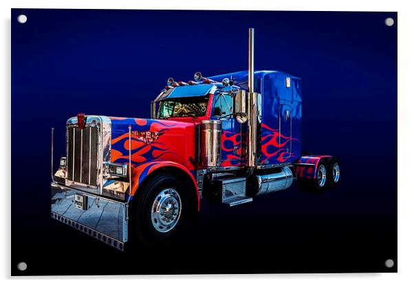 American Peterbilt Truck Blue Acrylic by Steve Purnell