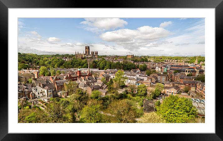 Durham Cathedral above the city Framed Mounted Print by Kevin Tate