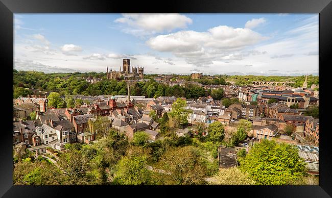 Durham Cathedral above the city Framed Print by Kevin Tate