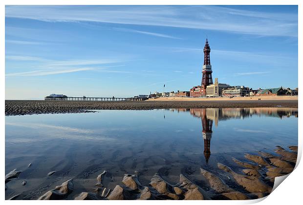 Blackpool Tower Reflections Print by Gary Kenyon