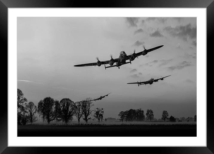 Dambusters departing black and white version Framed Mounted Print by Gary Eason