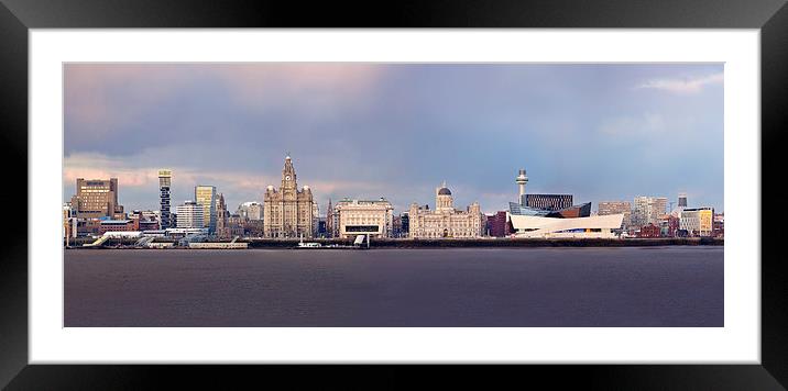 Liverpool Waterfront Panorama Framed Mounted Print by John Hickey-Fry