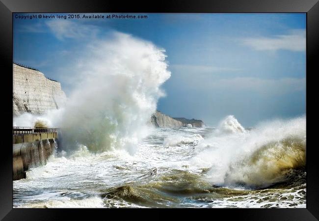  rough seas blue sky's rottingdean in high winds  Framed Print by kevin long