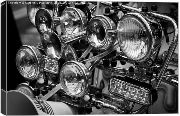  Lights and Horns on a Lambretta, a Mod Scooter Canvas Print by Carolyn Eaton