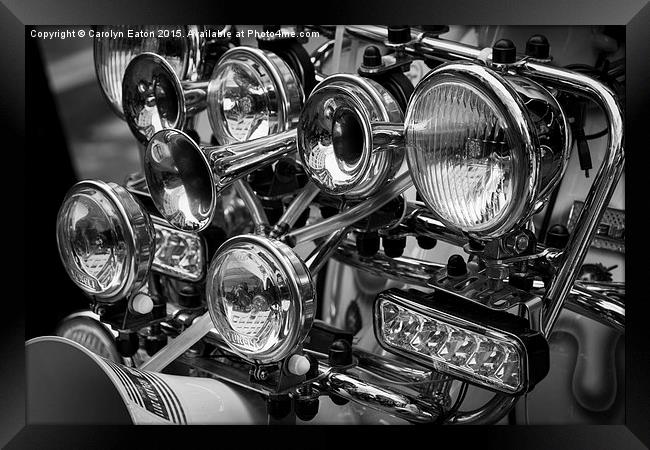  Lights and Horns on a Lambretta, a Mod Scooter Framed Print by Carolyn Eaton